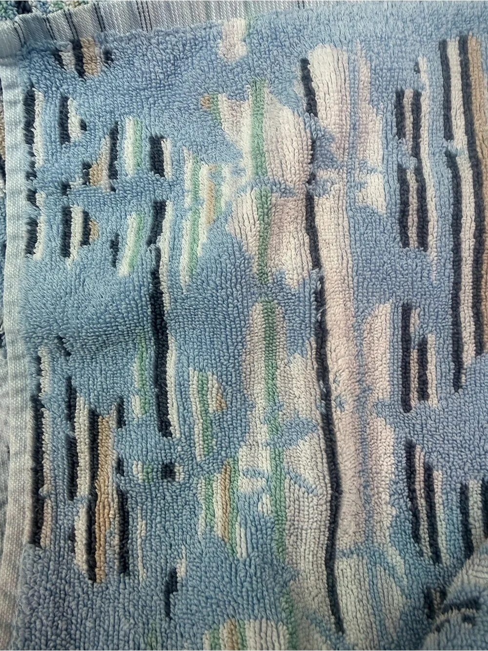 Anthropologie Bath Towel Light Blue Floral Stripe 54